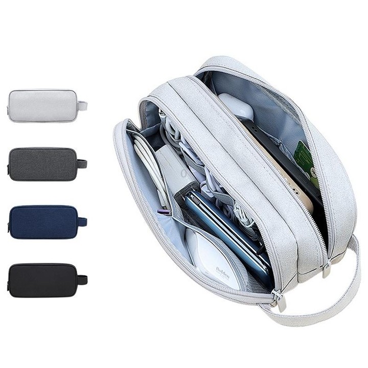 SM09 Double-layer Large Capacity Digital Accessories Storage Bag, Color: Dark Gray