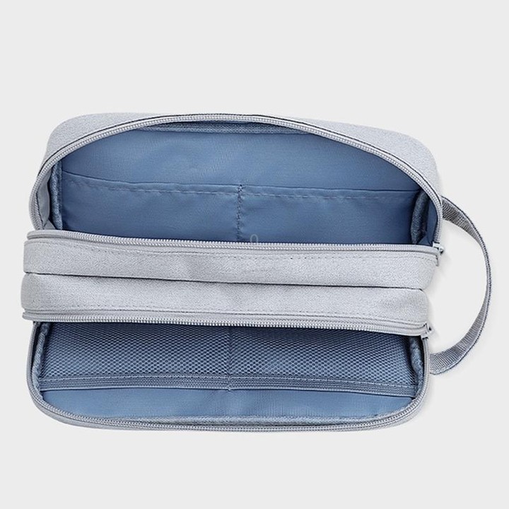 SM09 Double-layer Large Capacity Digital Accessories Storage Bag, Color: Dark Gray