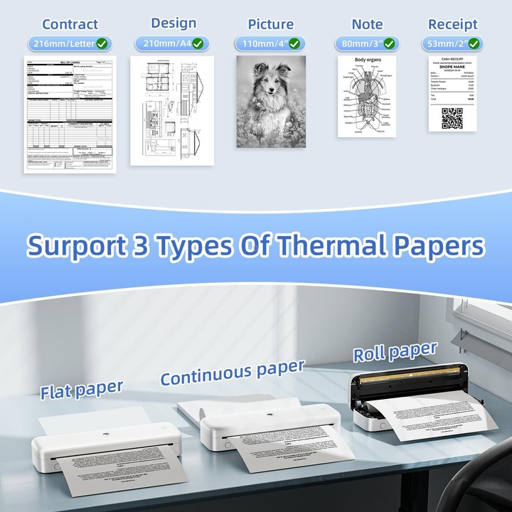 Phomemo M834 Wireless Bluetooth Thermal Printer Support Multi-Size Thermal Paper