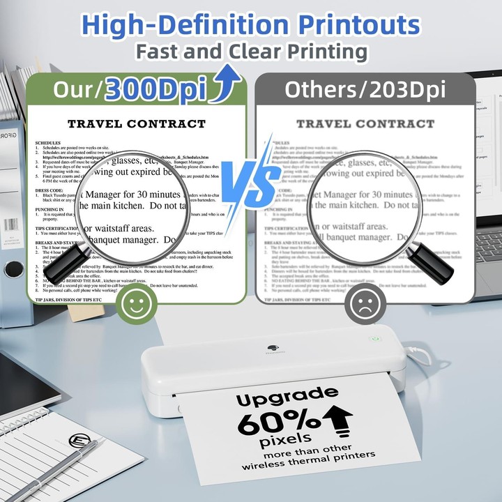 Phomemo M834 Wireless Bluetooth Thermal Printer Support Multi-Size Thermal Paper