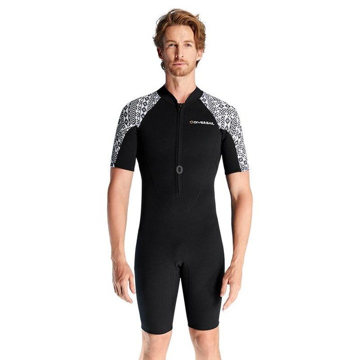 DIVE & SAIL 3mm Short Sleeve One-Piece Warm Wetsuit Cold Resistant Diving Surfing Swimsuit, Size: S(Male Black)