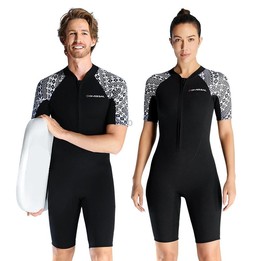 DIVE & SAIL 3mm Short Sleeve One-Piece Warm Wetsuit Cold Resistant Diving Surfing Swimsuit, Size: L(Male Black)