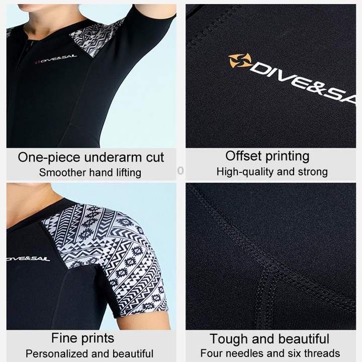 DIVE & SAIL 3mm Short Sleeve One-Piece Warm Wetsuit Cold Resistant Diving Surfing Swimsuit, Size: XL(Female Black)