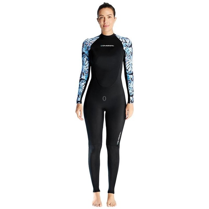 DIVE & SAIL Ladies Quick-Drying Sun Protection One-Piece Wetsuit Swimming And Surfing Snorkeling Suit, Size: M(Black)