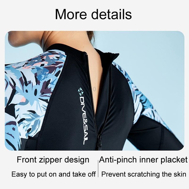 DIVE & SAIL Ladies Quick-Drying Sun Protection One-Piece Wetsuit Swimming And Surfing Snorkeling Suit, Size: L(Navy Blue)