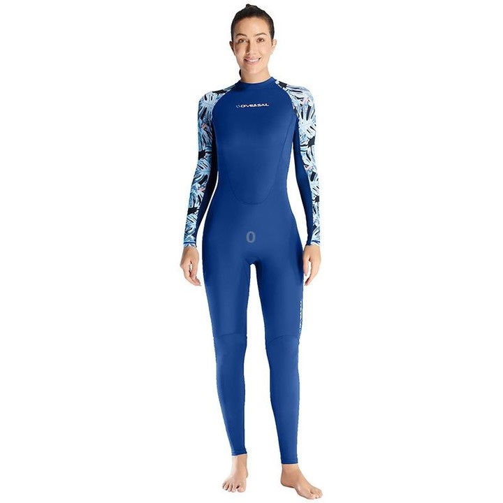 DIVE & SAIL Ladies Quick-Drying Sun Protection One-Piece Wetsuit Swimming And Surfing Snorkeling Suit, Size: XXL(Navy Blue)