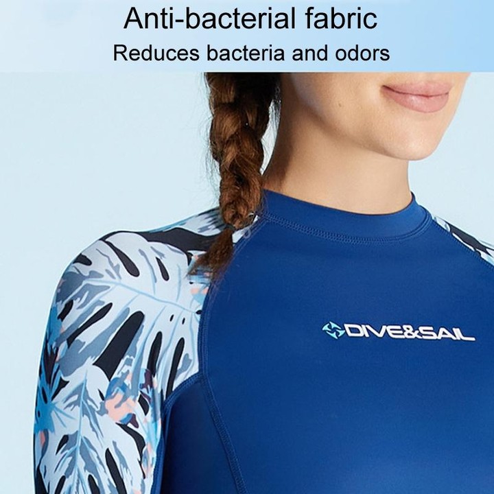 DIVE & SAIL Ladies Quick-Drying Sun Protection One-Piece Wetsuit Swimming And Surfing Snorkeling Suit, Size: XXL(Navy Blue)