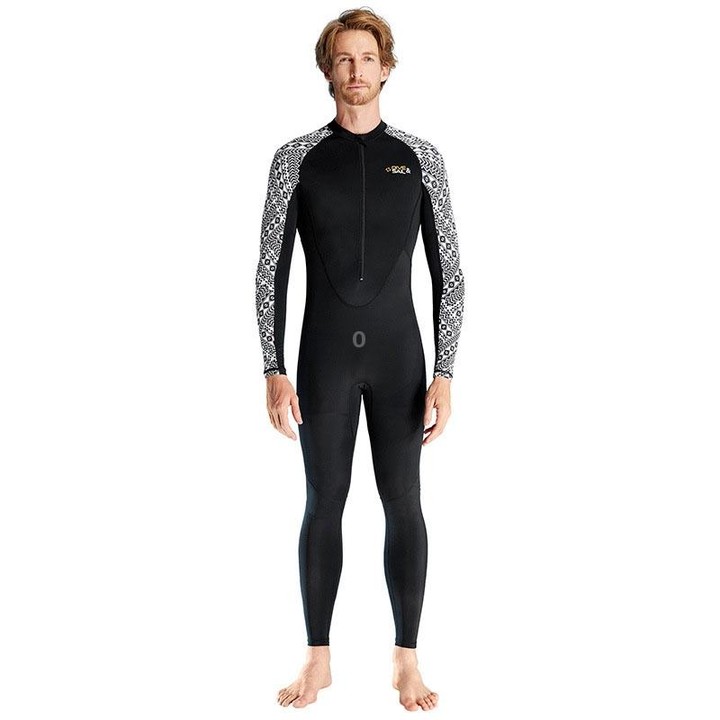 DIVE & SAIL One-Piece Sun Protection Wetsuit Quick Dry Beach Surfing Swimsuit, Size: L(Male Black)