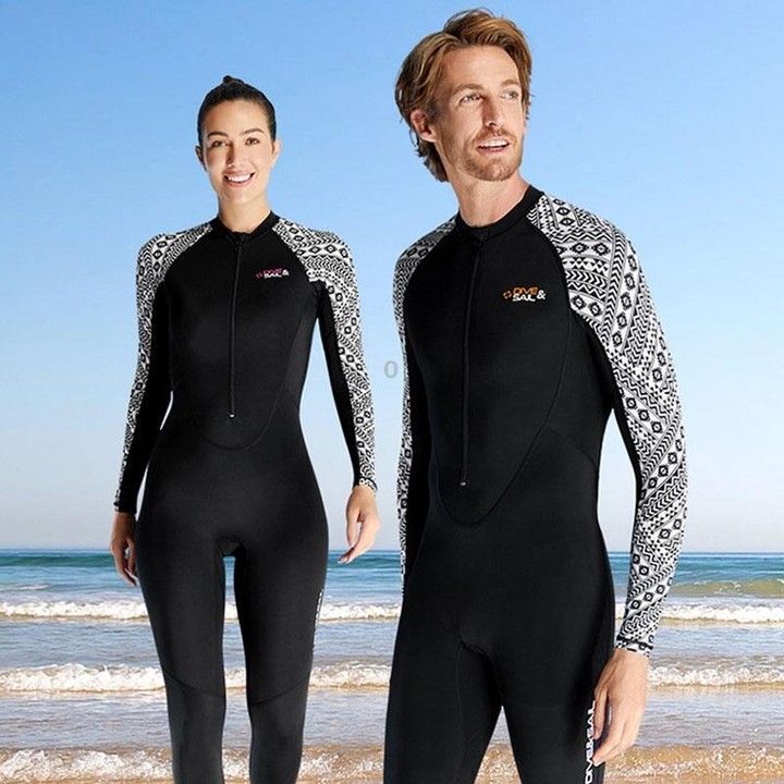 DIVE & SAIL One-Piece Sun Protection Wetsuit Quick Dry Beach Surfing Swimsuit, Size: L(Male Black)