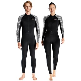 DIVE & SAIL One-Piece Sun Protection Wetsuit Quick Dry Beach Surfing Swimsuit, Size: L(Female Black)