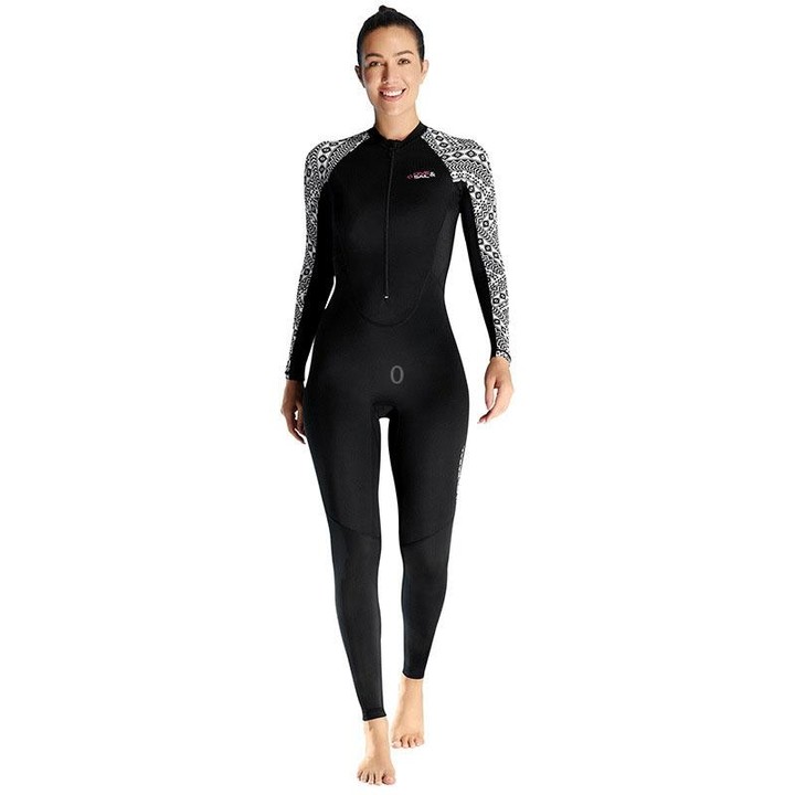 DIVE & SAIL One-Piece Sun Protection Wetsuit Quick Dry Beach Surfing Swimsuit, Size: L(Female Black)