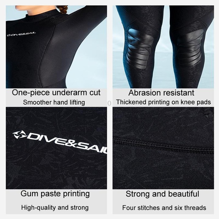DIVE & SAIL 1.5mm Warm One-Piece Wetsuit Cold Resistant Swimming And Snorkeling Suit, Size: M(Male Black)