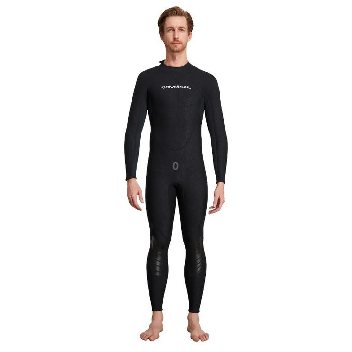 DIVE & SAIL 1.5mm Warm One-Piece Wetsuit Cold Resistant Swimming And Snorkeling Suit, Size: L(Male Black)