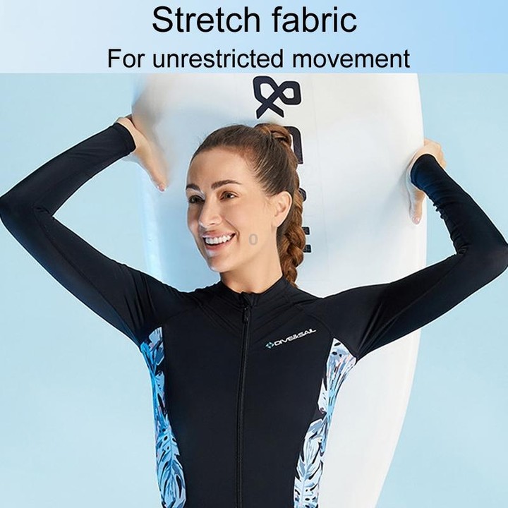 DIVE & SAIL Ladies Summer Thin Wetsuit Breathable Sunscreen Long Sleeve Quick Dry Swimsuit, Size: M(Black)