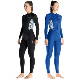 DIVE & SAIL Ladies Summer Thin Wetsuit Breathable Sunscreen Long Sleeve Quick Dry Swimsuit, Size: M(Navy Blue)