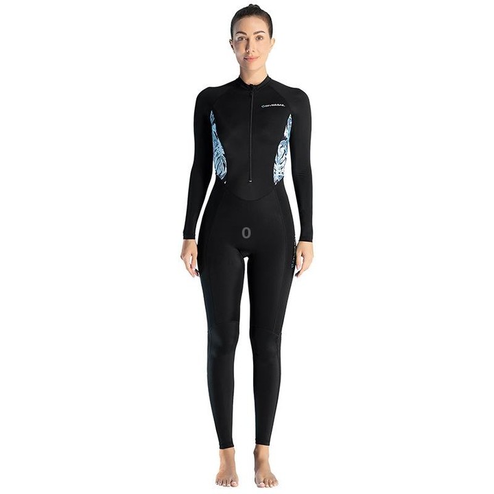 DIVE & SAIL Ladies Summer Thin Wetsuit Breathable Sunscreen Long Sleeve Quick Dry Swimsuit, Size: XL(Black)