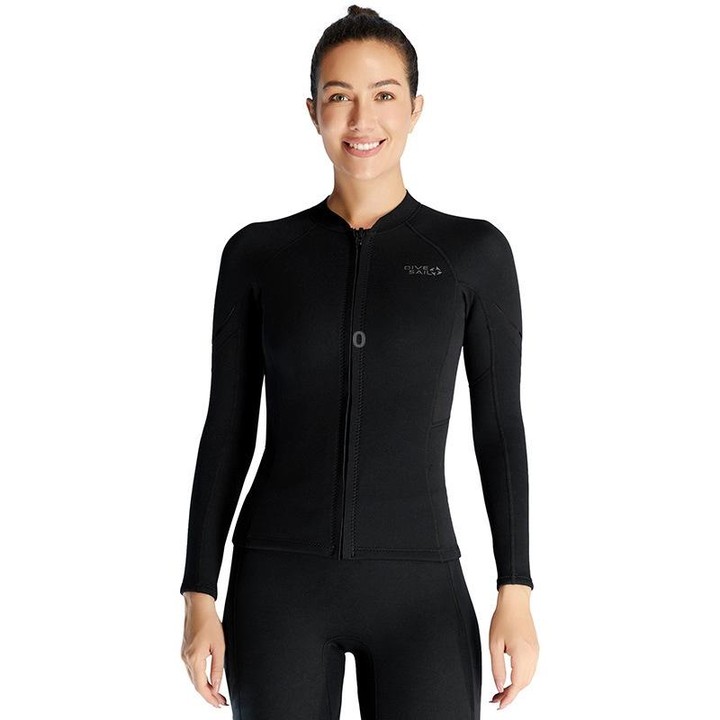 DIVE & SAIL 1.5mm Warm One-Piece Wetsuit Cold Resistant Swimming And Snorkeling Suit, Size: M(Female Black)