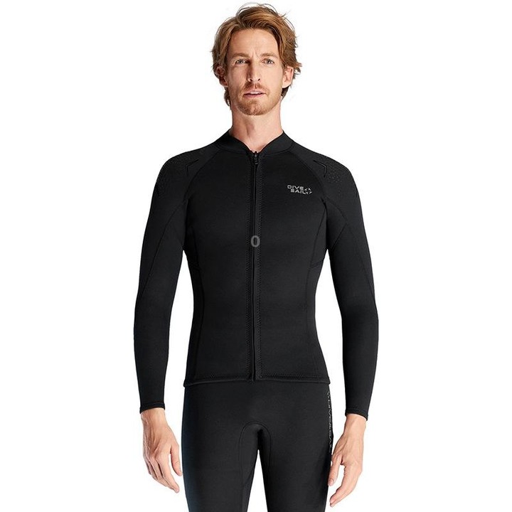 DIVE & SAIL 1.5mm Warm One-Piece Wetsuit Cold Resistant Swimming And Snorkeling Suit, Size: XXL(Male Black)