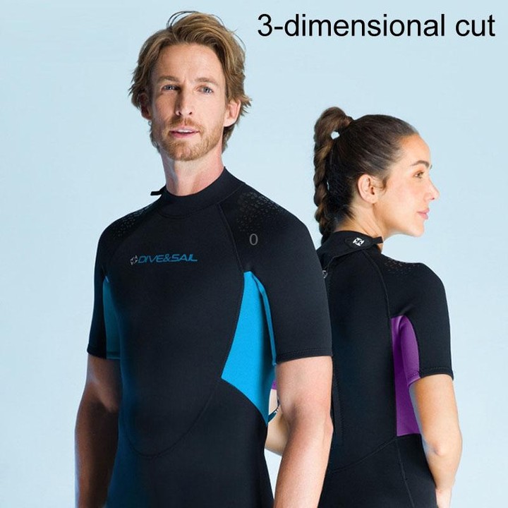 DIVE & SAIL 1.5mm Warm One-Piece Short Sleeve Wetsuit Outdoor Surfing Coldproof Snorkeling Suit, Size: S(Female Purple)