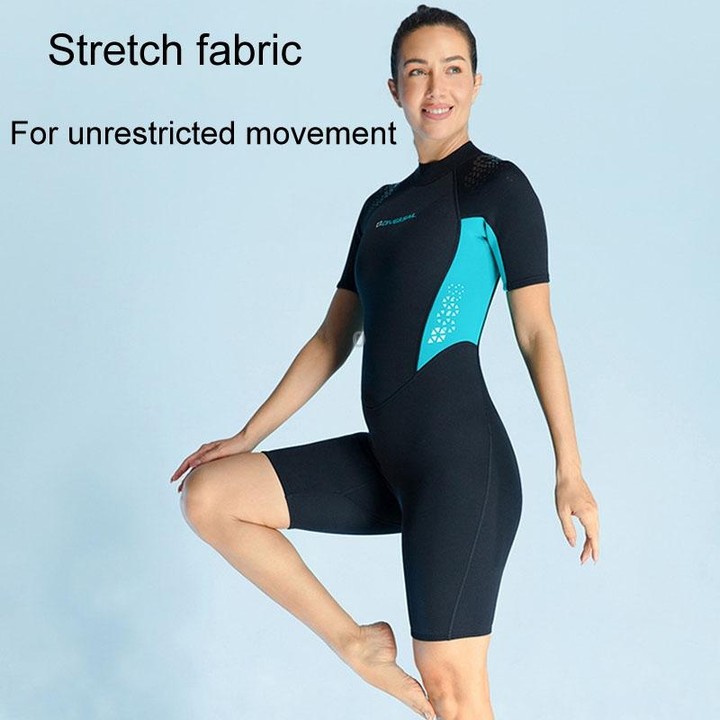 DIVE & SAIL 1.5mm Warm One-Piece Short Sleeve Wetsuit Outdoor Surfing Coldproof Snorkeling Suit, Size: L(Male Blue)