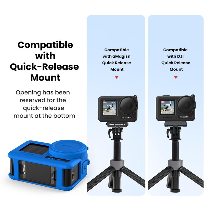 For DJI Osmo Action 4 / 3 aMagisn Silicone Protection Case Camera Protection Accessories(Blue)