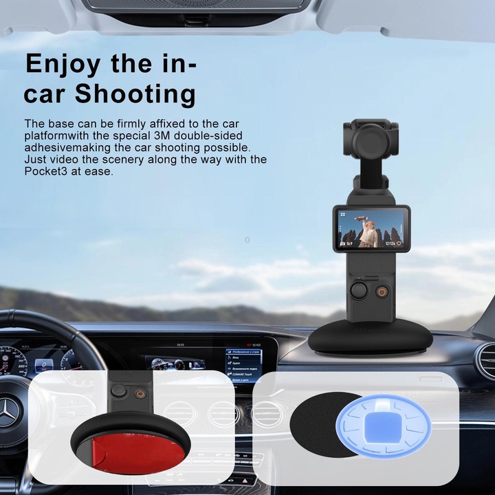 For DJI Osmo Pocket 3 aMagisn Desktop Silicone Base Car Sports Camera Accessories(Base+Double-sided Glue)