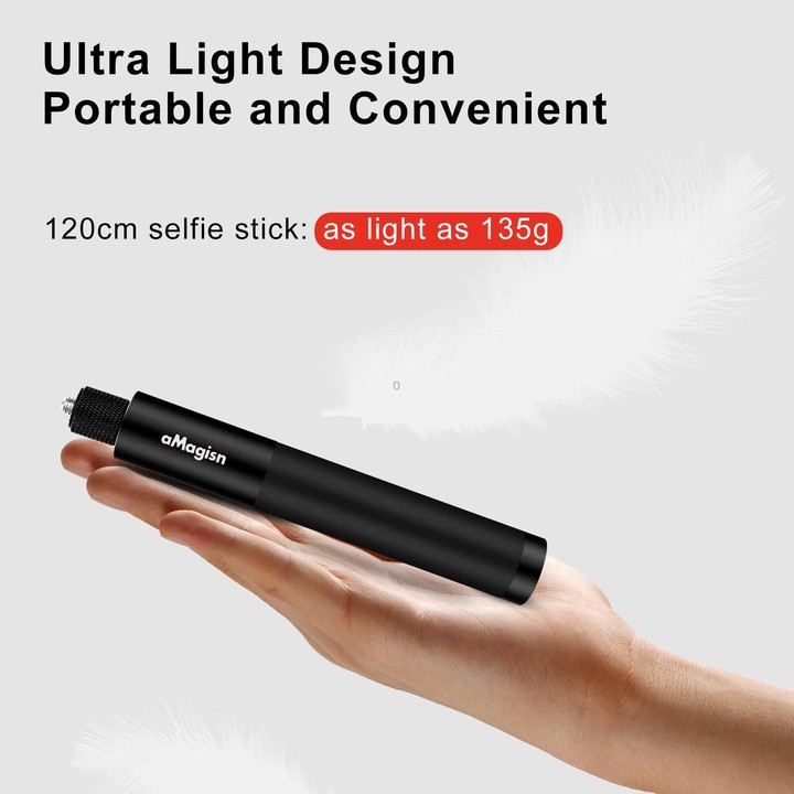 aMagisn 120cm Invisible Straight Pull Selfie Stick Sports Camera Accessories, Specification: Rod+1/4 Turn 3 Jaw+Screw