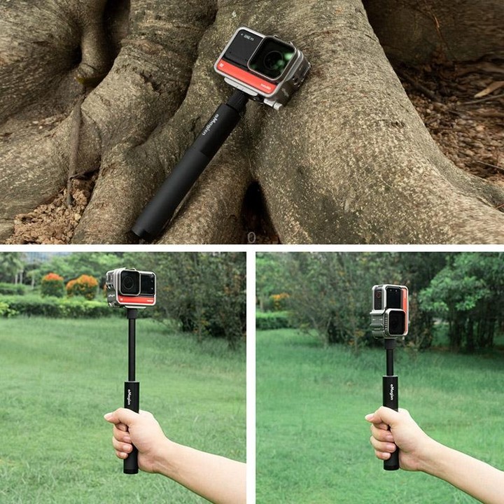 aMagisn 120cm Invisible Straight Pull Selfie Stick Sports Camera Accessories, Specification: Rod+1/4 Turn 3 Jaw+Screw+Phone Clip
