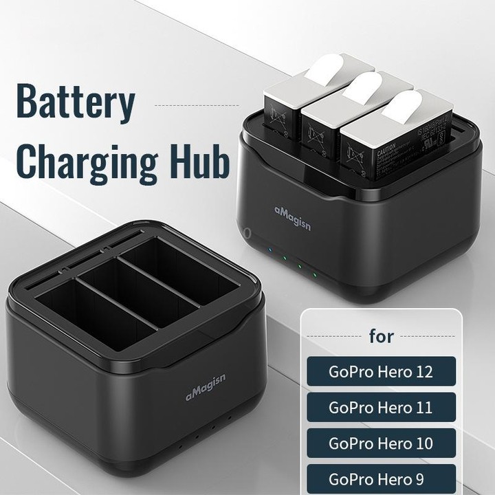AMagisn Battery Charger Charging Seat For GoPro HERO12 Black /11 Black /10 Black /9 Black