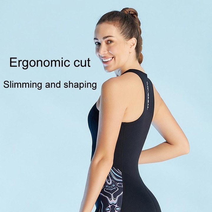 DIVE & SAIL 2mm Ladies Warm One-Piece Sleeveless Wetsuit Anti-Cold Swimming And Surfing Vest, Size: M(Navy Blue)