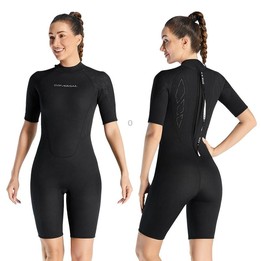 DIVE & SAIL 3mm Ladies One-Piece Short Sleeve Wetsuit Winter Thickened Surfing And Snorkeling Suit, Size: M(Black)