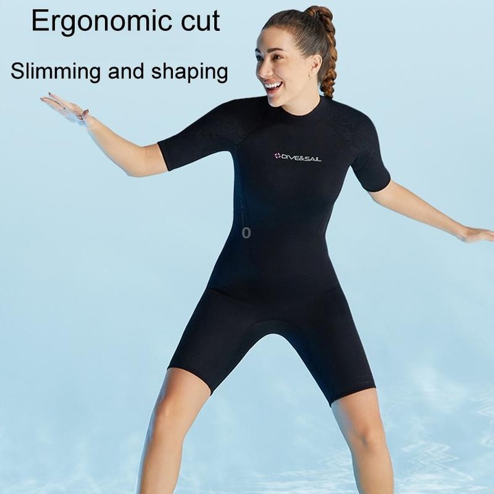 DIVE & SAIL 3mm Ladies One-Piece Short Sleeve Wetsuit Winter Thickened Surfing And Snorkeling Suit, Size: M(Black)