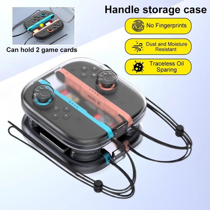 For Nintendo Switch 2 Joy-Con Crystal Storage Case Organizer Anti-Scratch Travel Box With 2 Game Card Slots(Clear White)