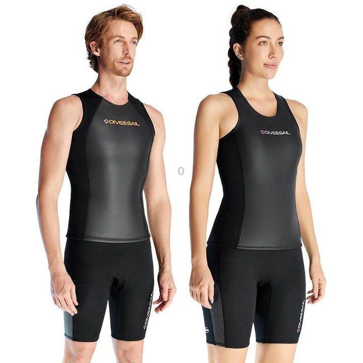DIVE & SAIL 2mm Split Sleeveless Wetsuit Warm Surfing And Swimming Vest, Model: Male Tops(M)