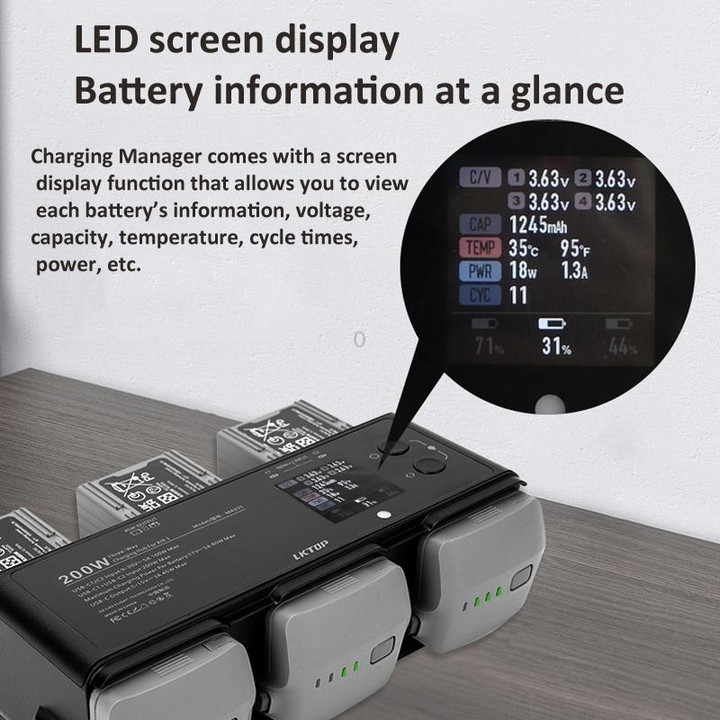 For DJI Air 3 Smart Flight Battery LKTOP 200W 3-Channel Charging Manager