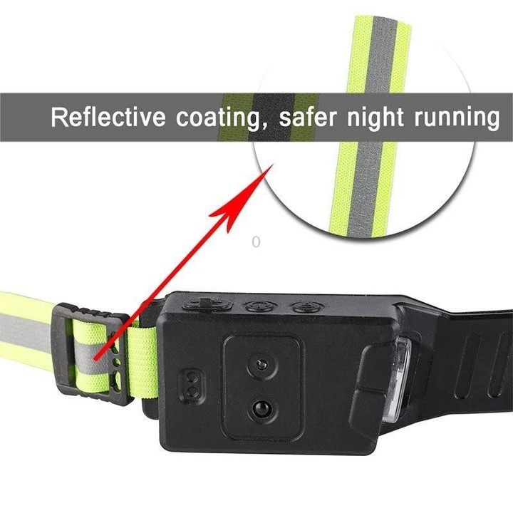 Fluorescent Belt Sensor Headlight Outdoor Running and Cycling Head Torch(White+Yellow Light)