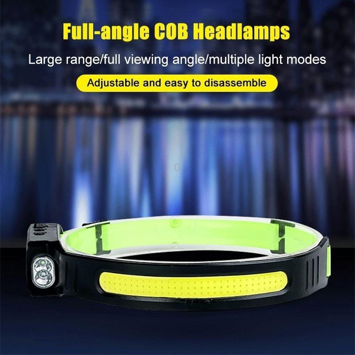Fluorescent Belt Sensor Headlight Outdoor Running and Cycling Head Torch(White+Yellow Light)