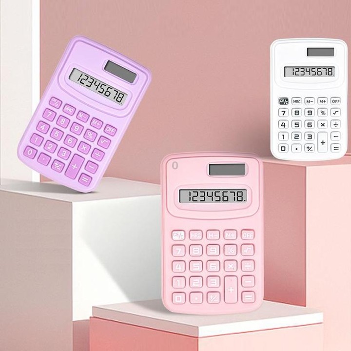 Small Solid Color Calculator Dormitory Student Office Exam Tool(Pink)