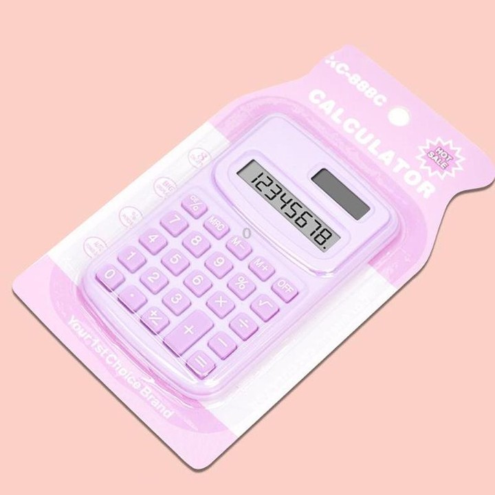 Small Solid Color Calculator Dormitory Student Office Exam Tool(Pink)