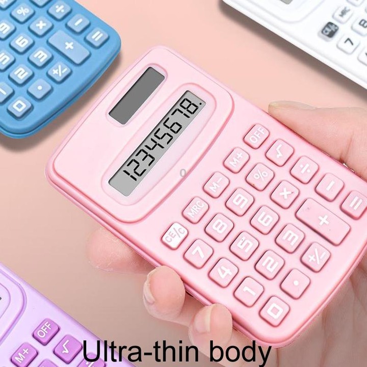 Small Solid Color Calculator Dormitory Student Office Exam Tool(Pink)