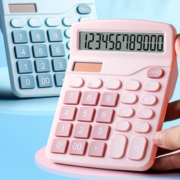 12-Digit Large Screen Solar Dual Power Calculator Student Exam Accounting Office Supplies(Blue)