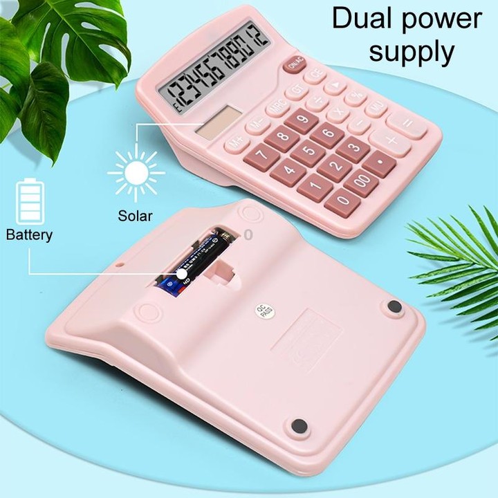 12-Digit Large Screen Solar Dual Power Calculator Student Exam Accounting Office Supplies(Black)