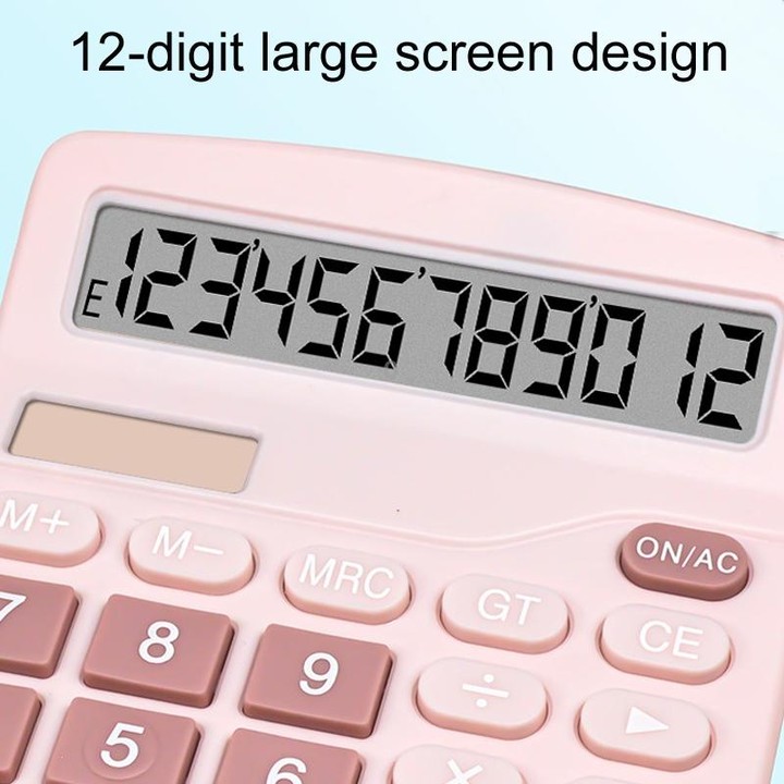 12-Digit Large Screen Solar Dual Power Calculator Student Exam Accounting Office Supplies(Black)