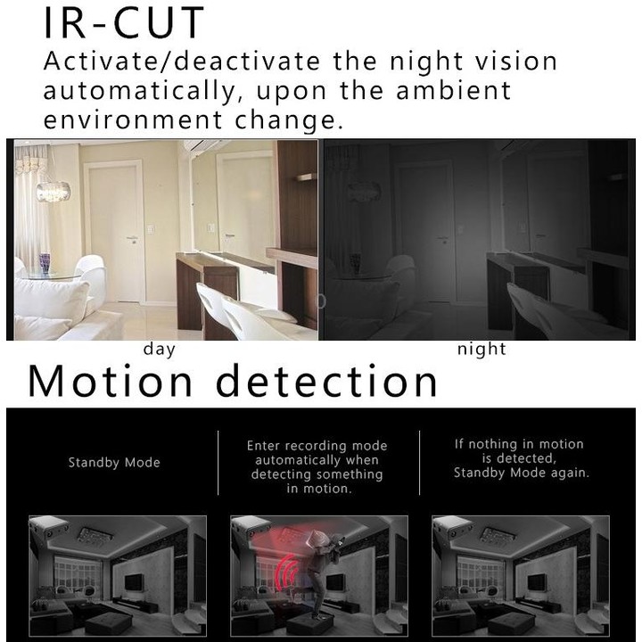 XD Camera 1080p HD Video Smart IR-CUT Infrared Night Vision Sports Camera(Direct Version No Battery)