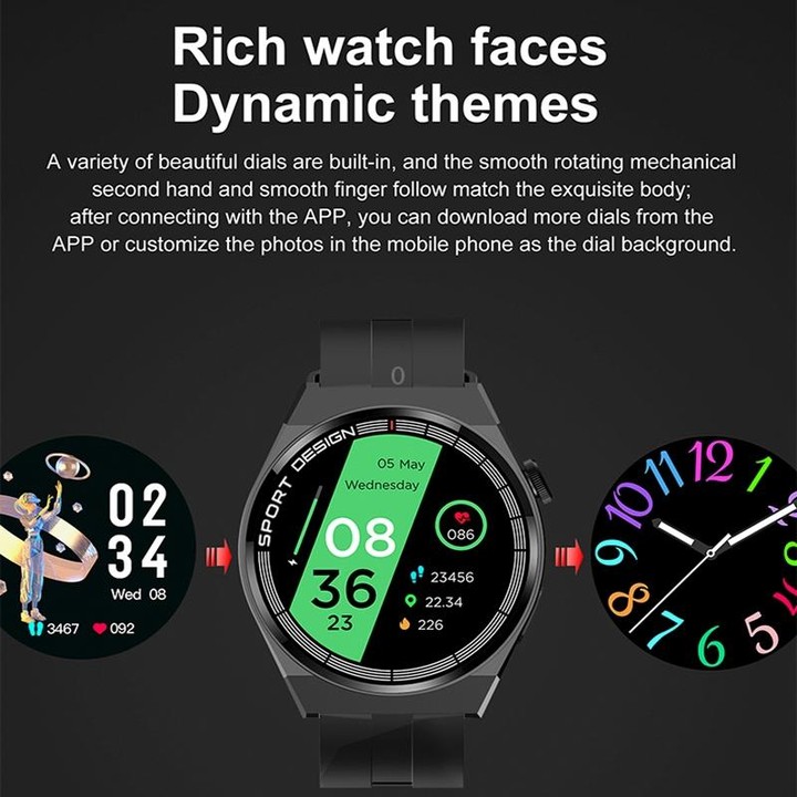G3Pro 1.28-Inch Health Monitoring Bluetooth Call Smart Watch With NFC, Color: Black Silicone