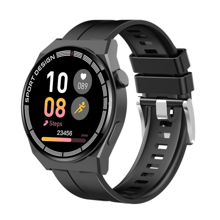 G3Pro 1.28-Inch Health Monitoring Bluetooth Call Smart Watch With NFC, Color: Black Silicone