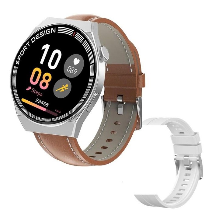 G3Pro 1.28-Inch Health Monitoring Bluetooth Call Smart Watch With NFC, Color: Brown Leather