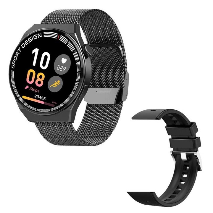G3Pro 1.28-Inch Health Monitoring Bluetooth Call Smart Watch With NFC, Color: Black Steel