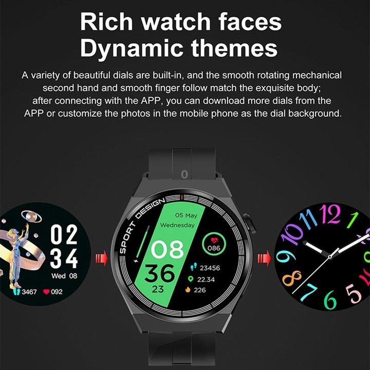 G3Pro 1.28-Inch Health Monitoring Bluetooth Call Smart Watch With NFC, Color: Silver Steel