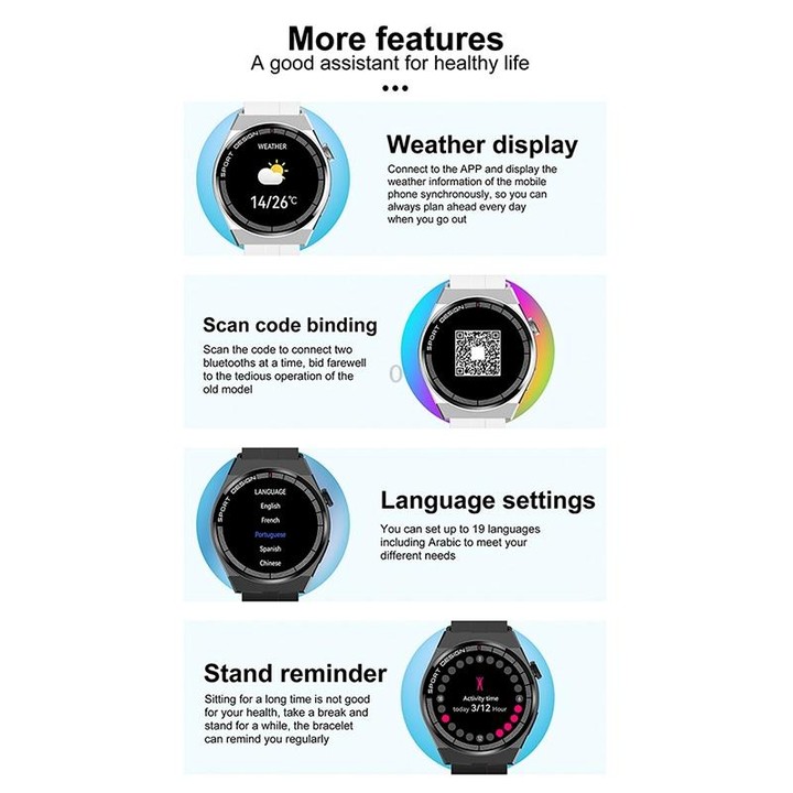 G3Pro 1.28-Inch Health Monitoring Bluetooth Call Smart Watch With NFC, Color: Silver Three-bead Steel